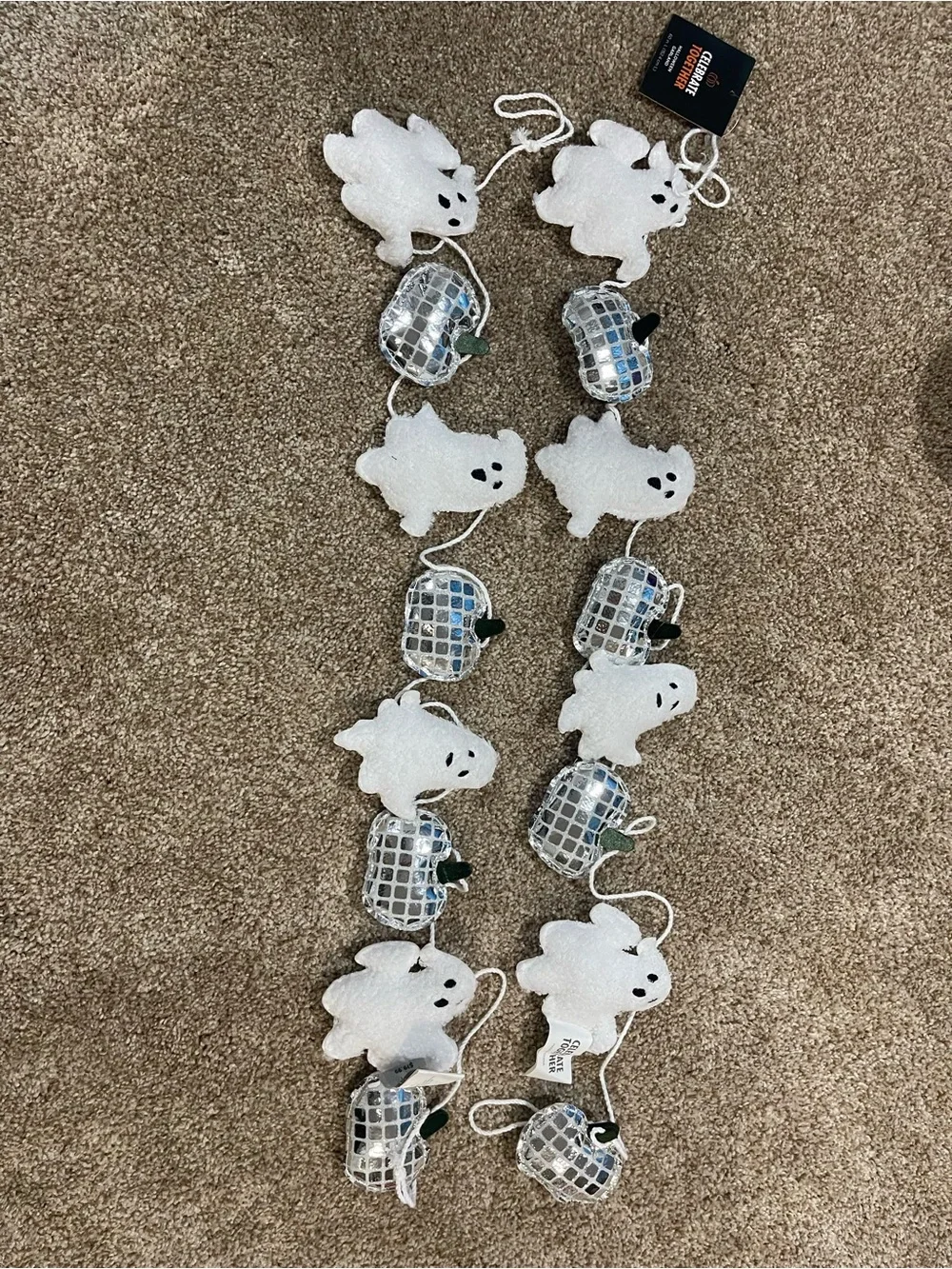 Holiday halloween White Ghost and Silver Pumpkin Garland new kohls